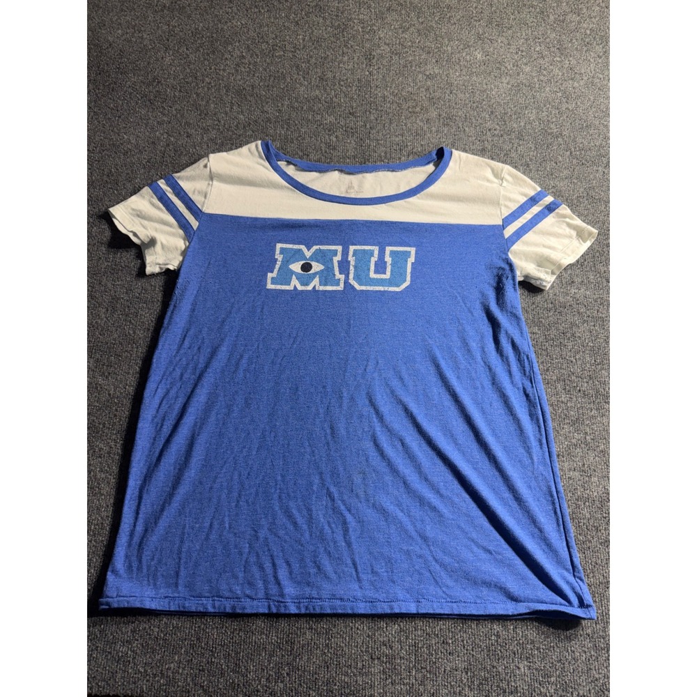 Disney Parks Monsters University MU Graphic T-Shirt Blue White Women's XL Pixar